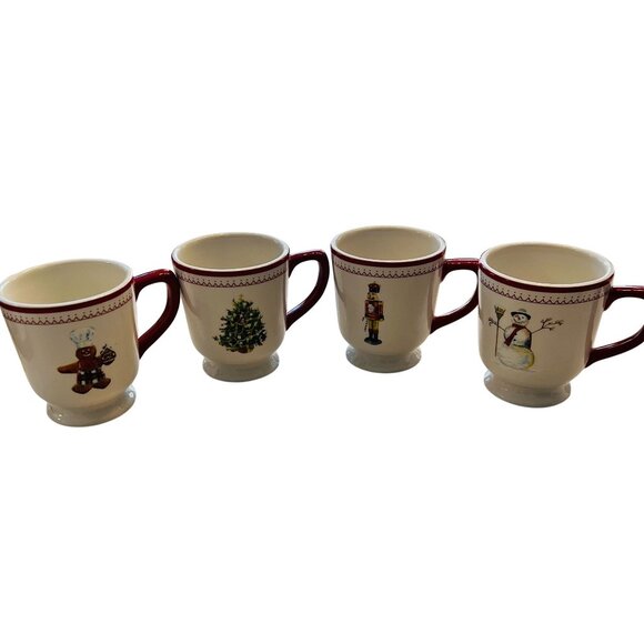 Williams Sonoma Marc Lacaze Icon 2010 Mugs Christmas Discontinued Set of 4 - Picture 1 of 10